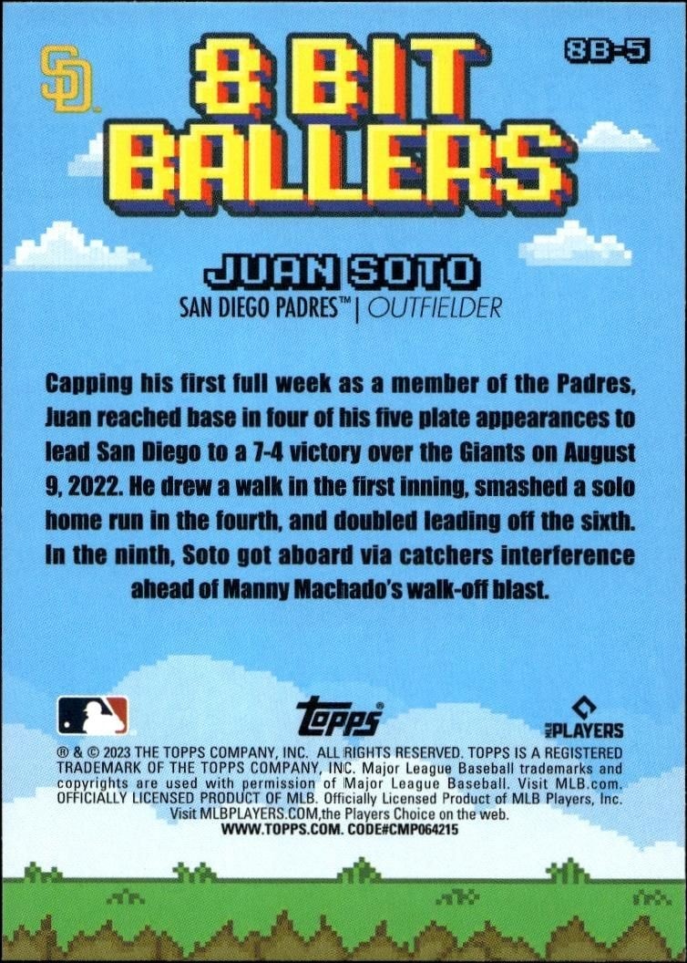 2023 Topps Big League Juan Soto #8B-5 baseball trading card back