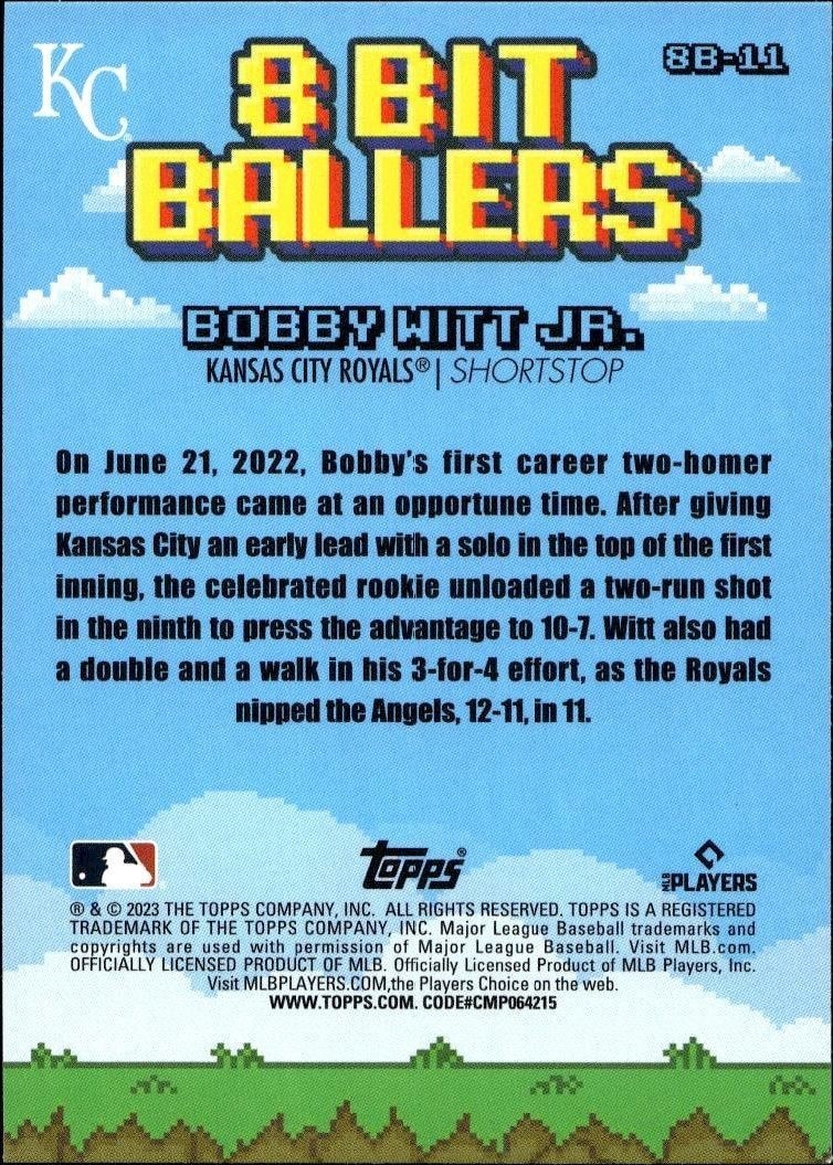 2023 Topps Big League Bobby Witt Jr. #8B-11 baseball trading card back
