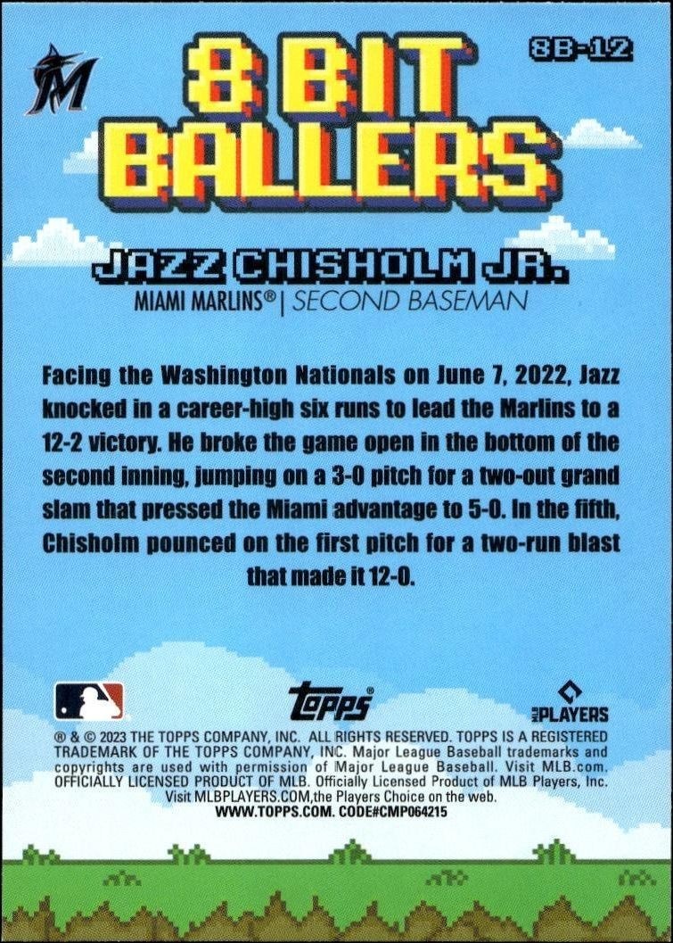 2023 Topps Big League Jazz Chisholm Jr. #8B-12 baseball trading card back