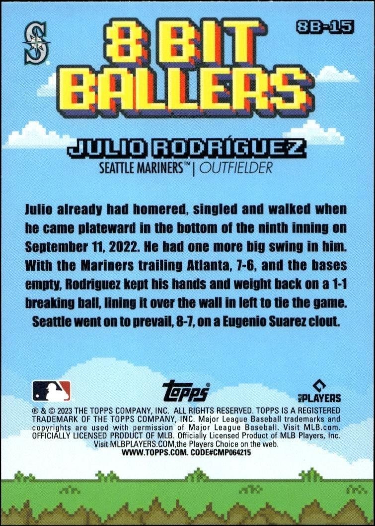 2023 Topps Big League Julio Rodriguez #8B-15 baseball trading card back