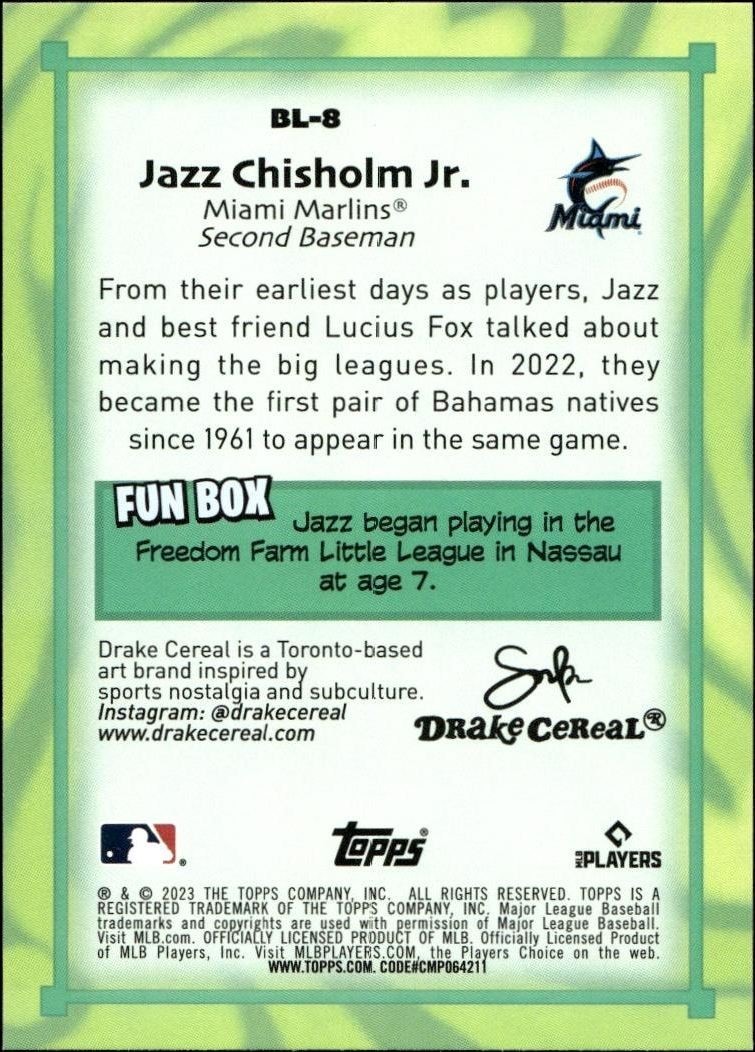 2023 Topps Big League Jazz Chisholm Jr. #BL-8 baseball trading card back