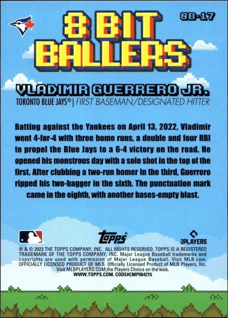 2023 Topps Big League Vladimir Guerrero Jr. #8B-17 baseball trading card back