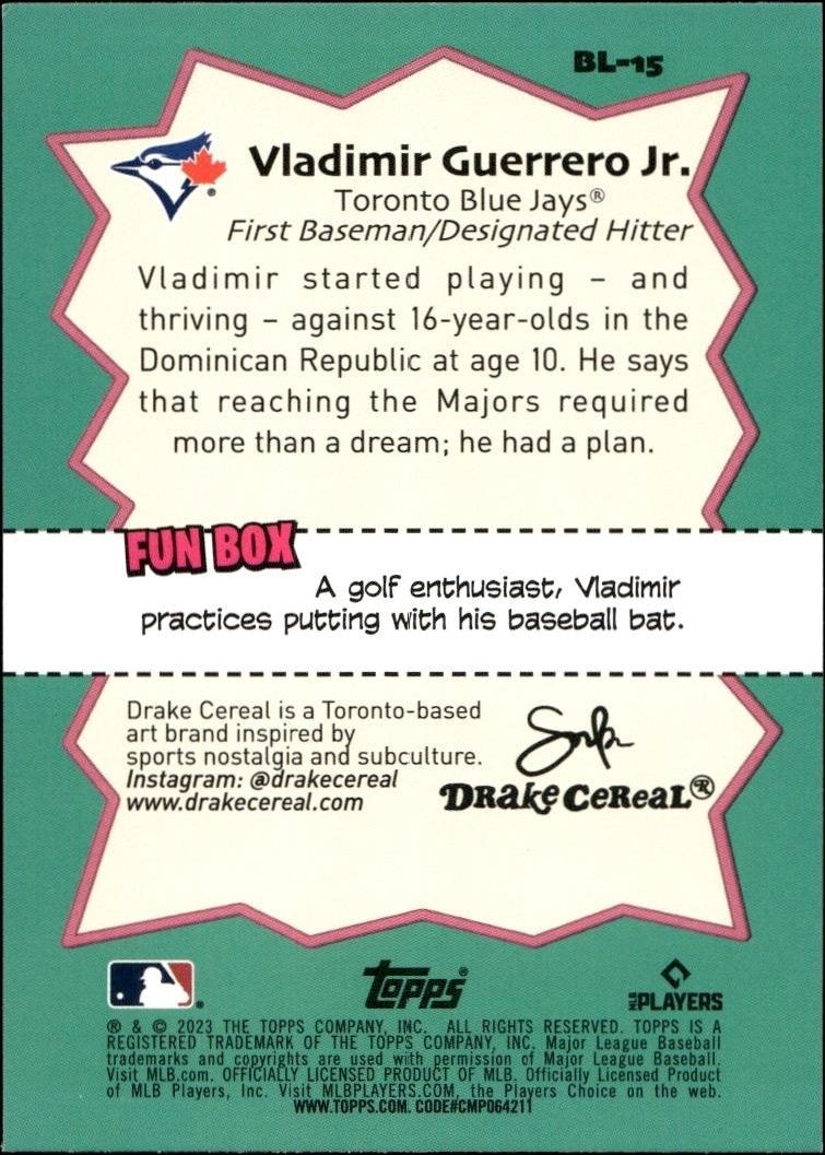 2023 Topps Big League Vladimir Guerrero Jr. #BL-15 baseball trading card back