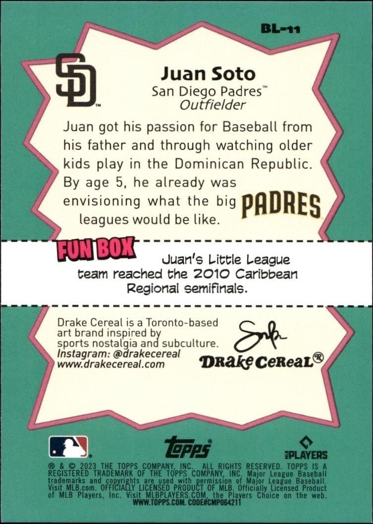 2023 Topps Big League Juan Soto #BL-11 baseball trading card back