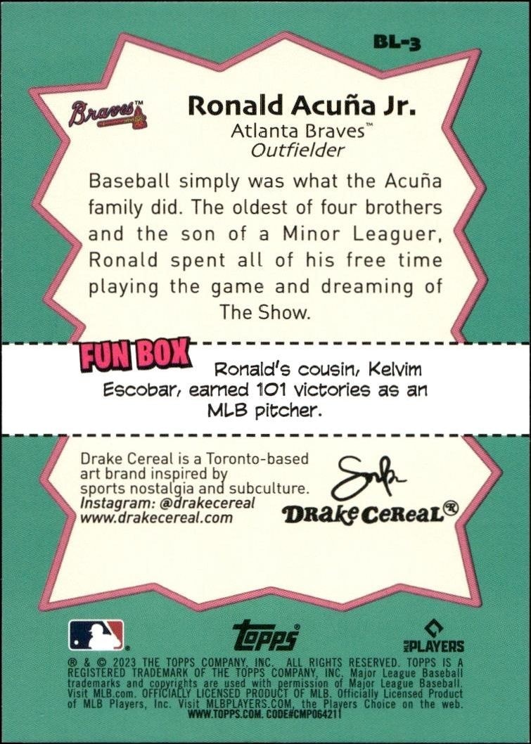 2023 Topps Big League Ronald Acuña Jr. #BL-3 baseball trading card back
