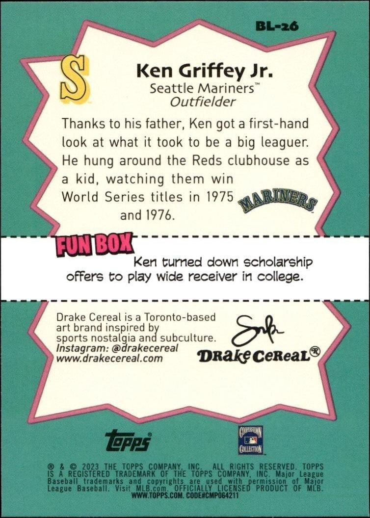 2023 Topps Big League Ken Griffey Jr. #BL-26 baseball trading card back