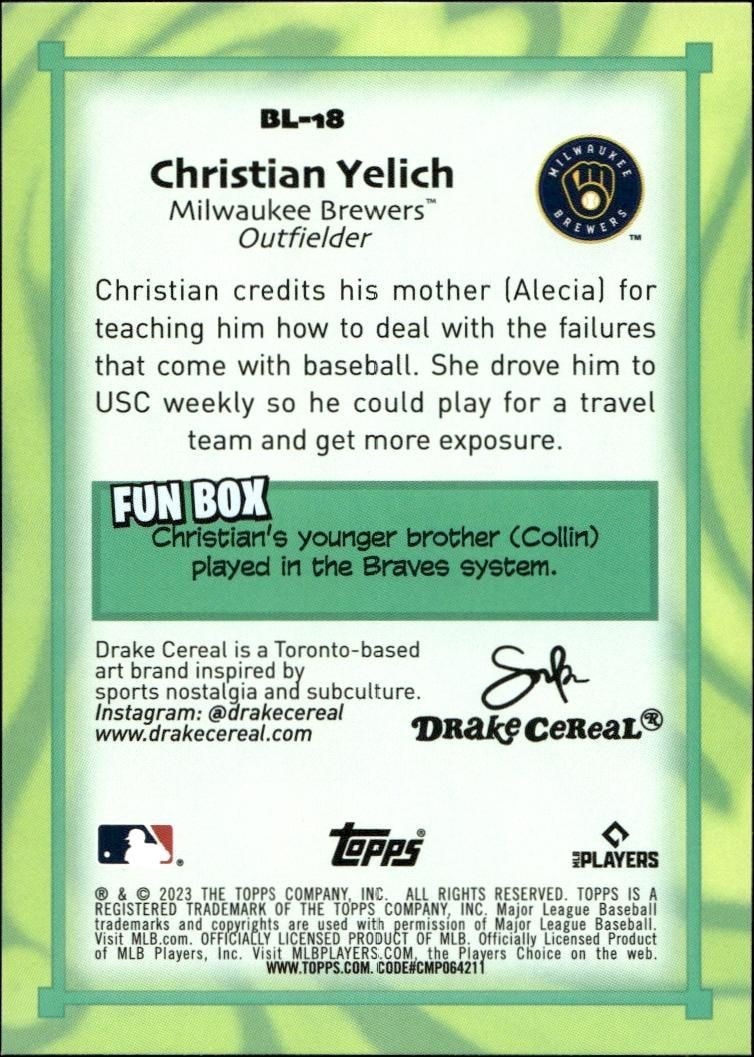 2023 Topps Big League Christian Yelich #BL-18 baseball trading card back