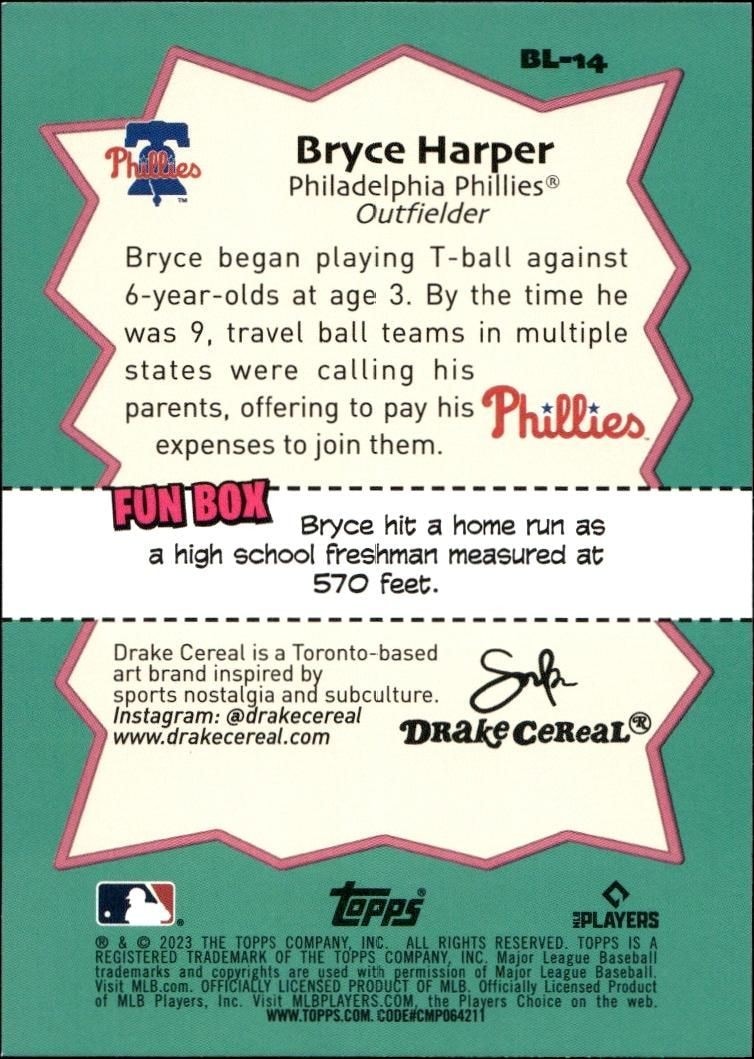 2023 Topps Big League Bryce Harper #BL-14 baseball trading card back