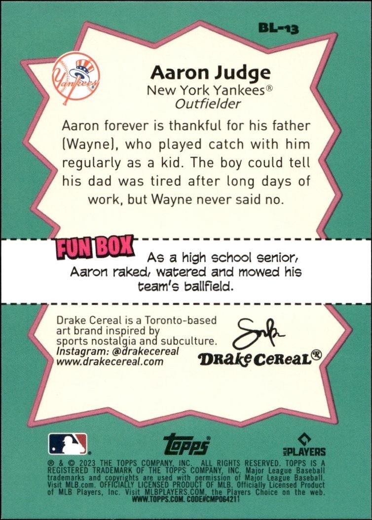 2023 Topps Big League Aaron Judge #BL-13 baseball trading card back