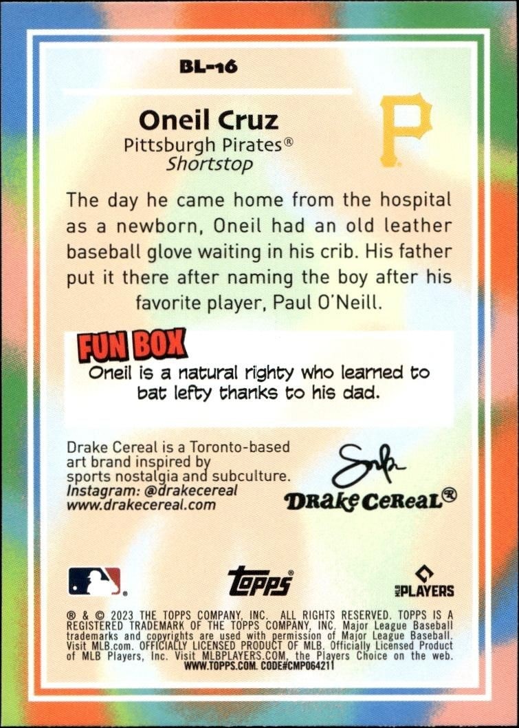 2023 Topps Big League Oneil Cruz #BL-16 baseball trading card back