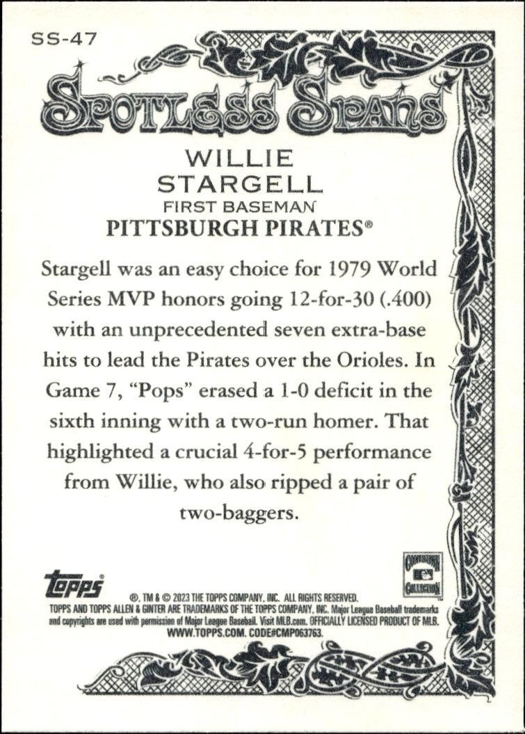 2023 Topps Allen & Ginter Willie Stargell #SS-47 baseball trading card back
