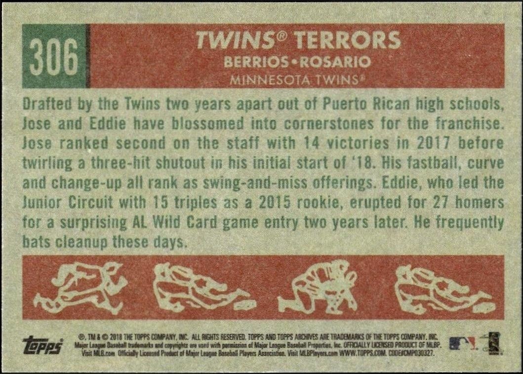 2018 Topps Archives Eddie Rosario #306 baseball trading card back