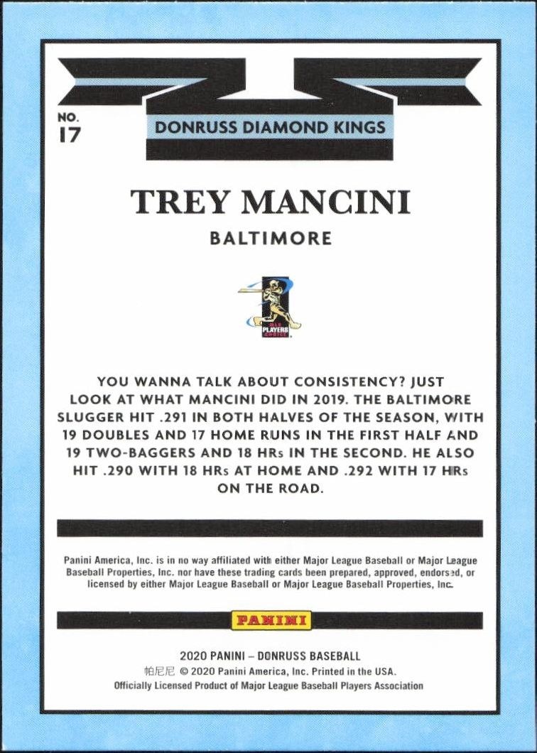 2020 Panini Donruss Trey Mancini #17 baseball trading card back