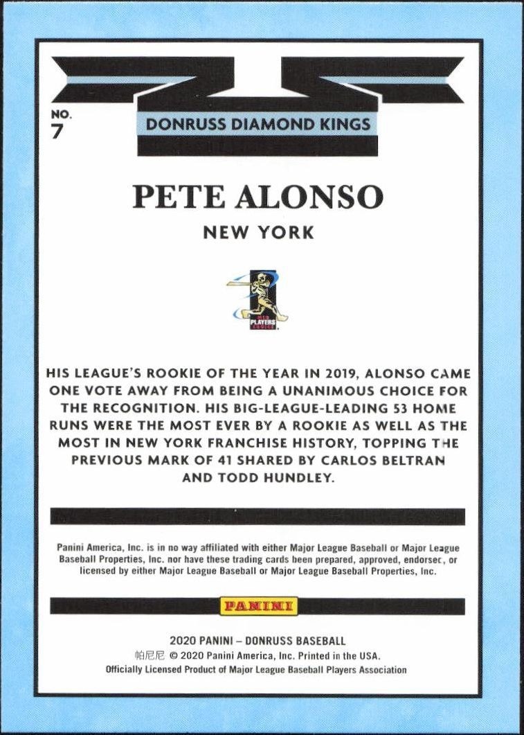 2020 Panini Donruss Pete Alonso #7 baseball trading card back