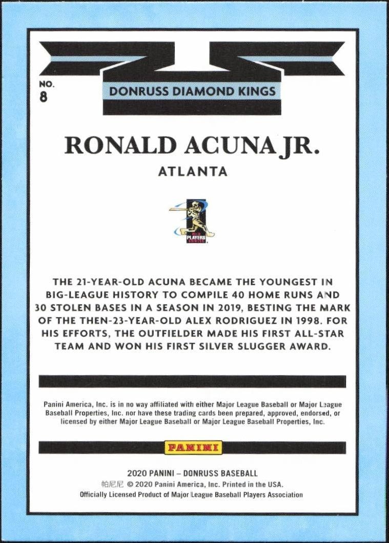 2020 Panini Donruss Ronald Acuna Jr. #8 baseball trading card back