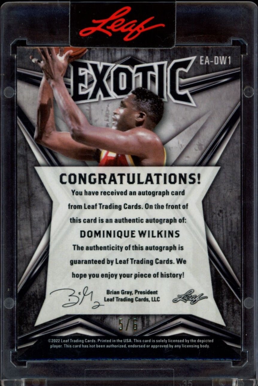 2022-23 Leaf Exotic Dominique Wilkins #EA-DW1 basketball trading card back