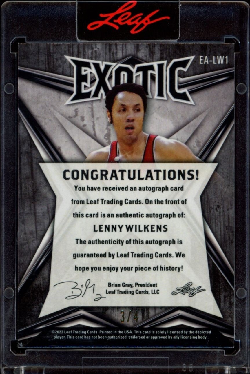 2022-23 Leaf Exotic Lenny Wilkens #EA-LW1 basketball trading card back