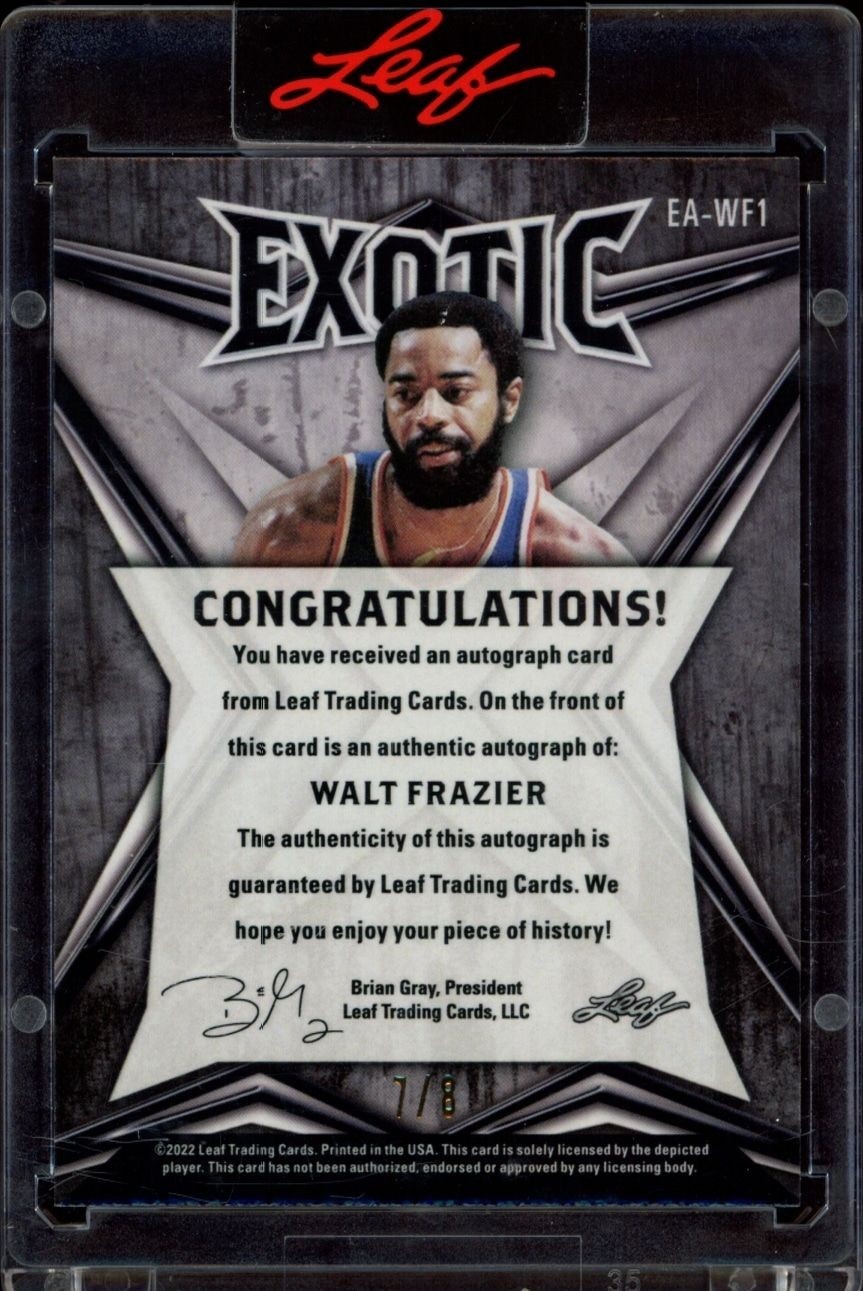 2022-23 Leaf Exotic Walt Frazier #EA-WF1 basketball trading card back