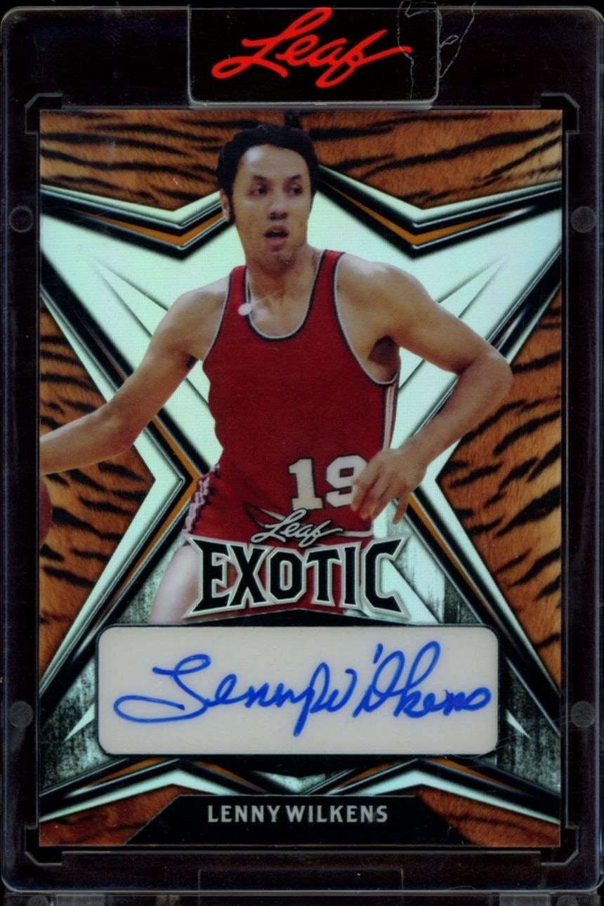 Lenny Wilkens (Tiger Stripe · Serial Numbered · Manufacturer Autograph · Label Or Sticker)