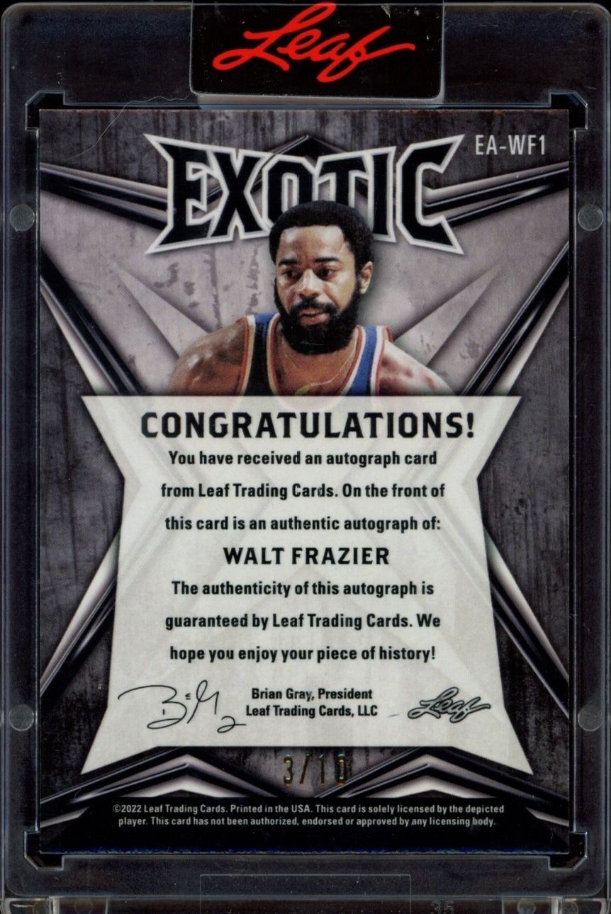 2022-23 Leaf Exotic Walt Frazier #EA-WF1 basketball trading card back
