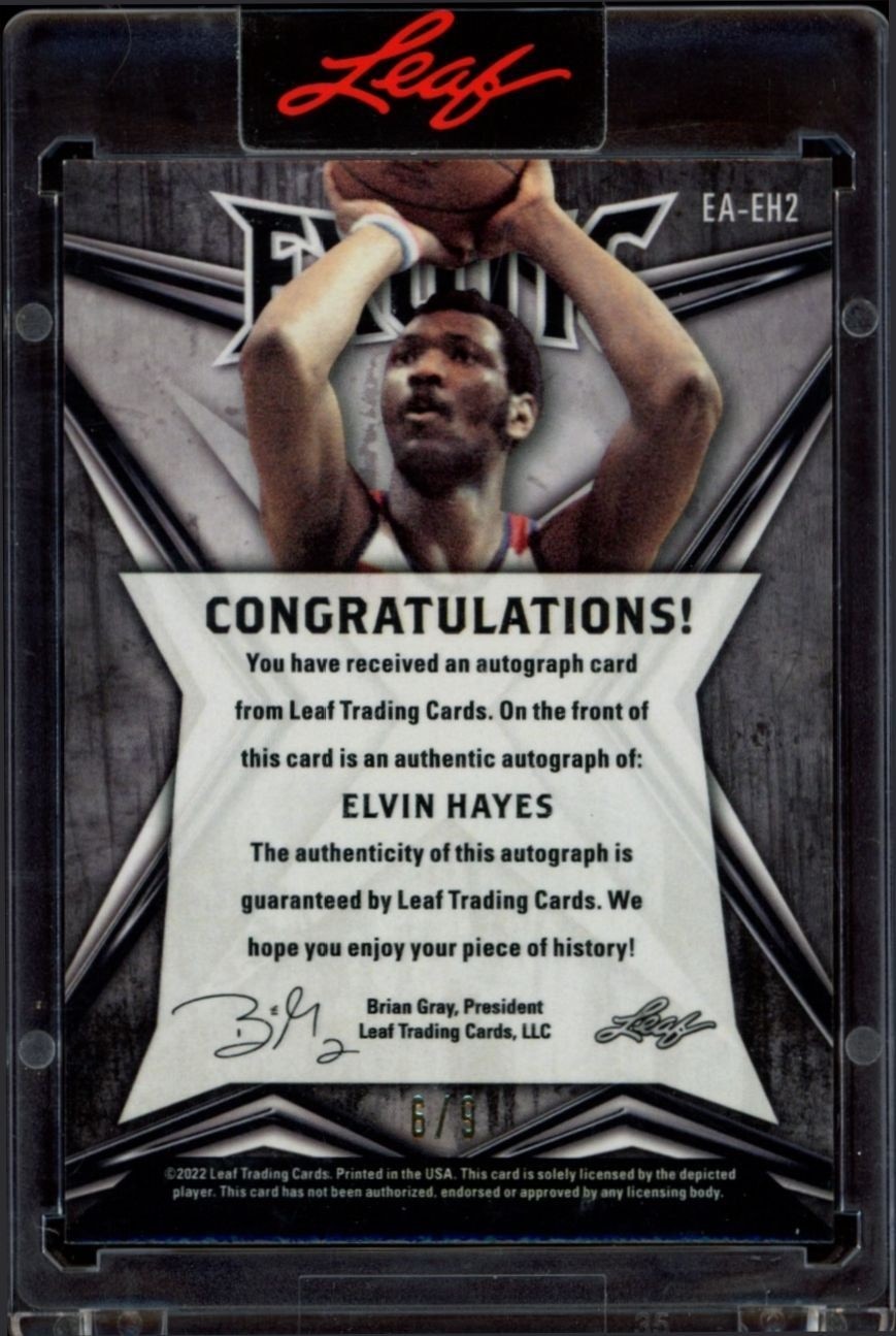 2022-23 Leaf Exotic Elvin Hayes #EA-EH2 basketball trading card back
