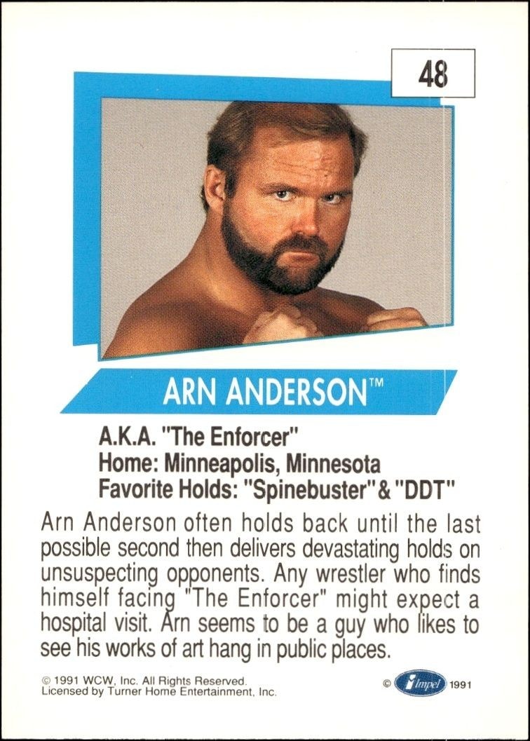 1991 Impel Arn Anderson #48 wrestling trading card back