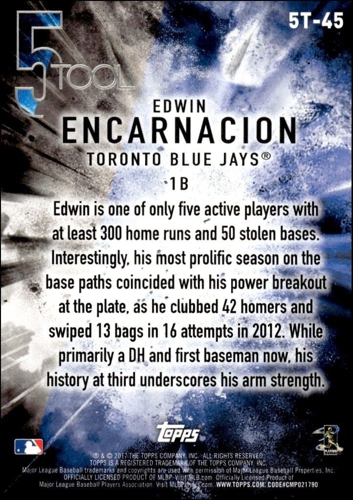 2017 Topps Edwin Encarnacion #5T-45 baseball trading card back