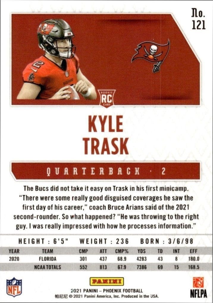 2021 Panini Phoenix Kyle Trask #121 football trading card back
