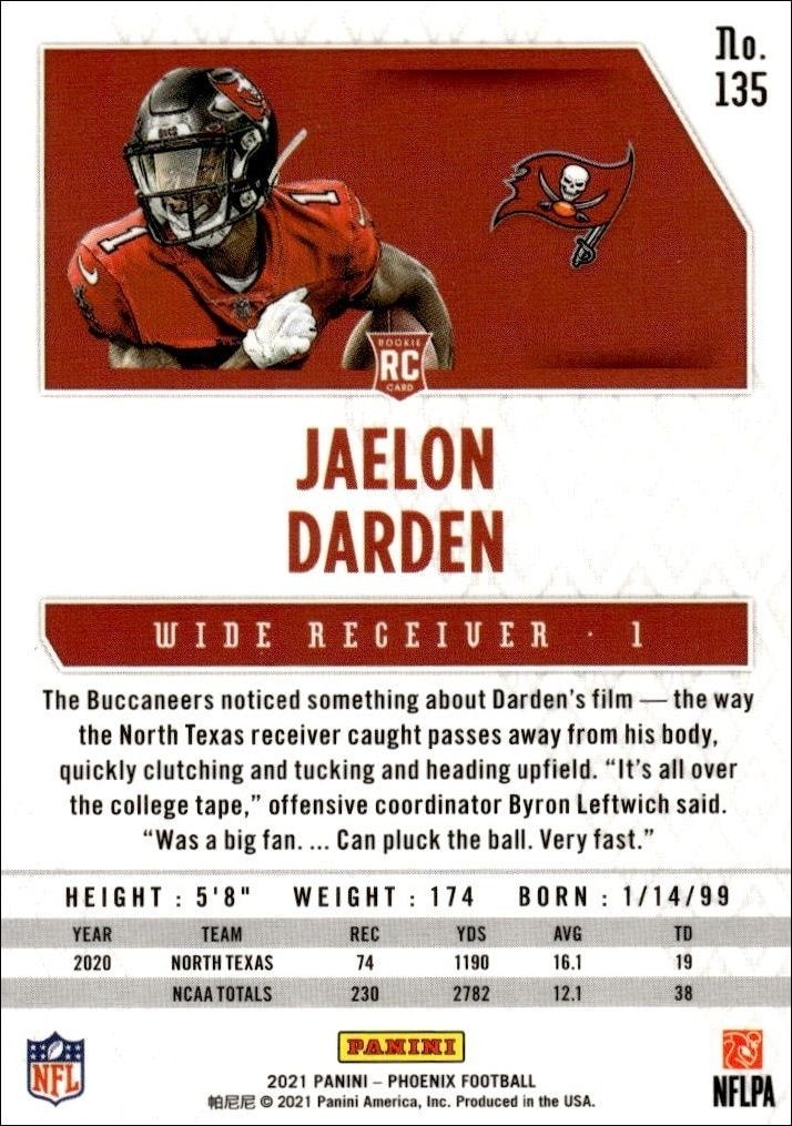 2021 Panini Phoenix Jaelon Darden #135 football trading card back