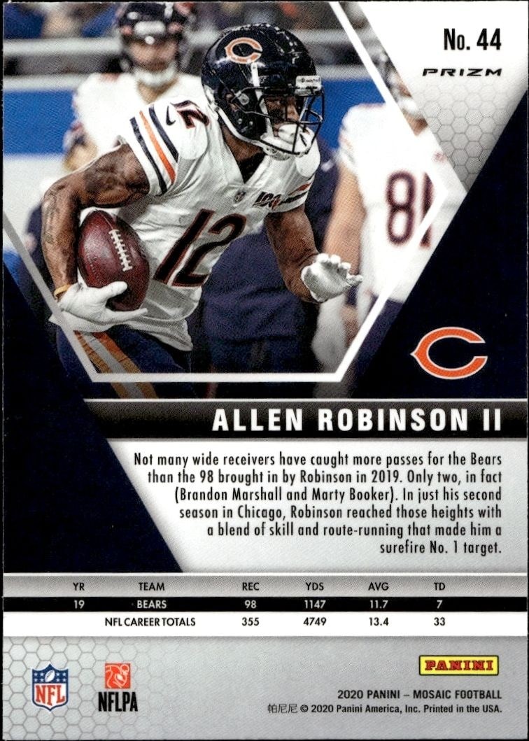 2020 Panini Mosaic Allen Robinson II #44 football trading card back
