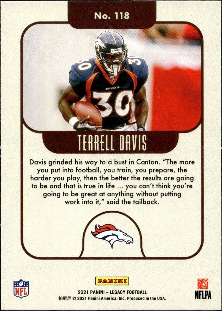 2021 Panini Legacy Terrell Davis #118 football trading card back