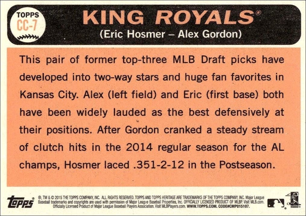 2015 Topps Heritage Eric Hosmer #CC-7 baseball trading card back