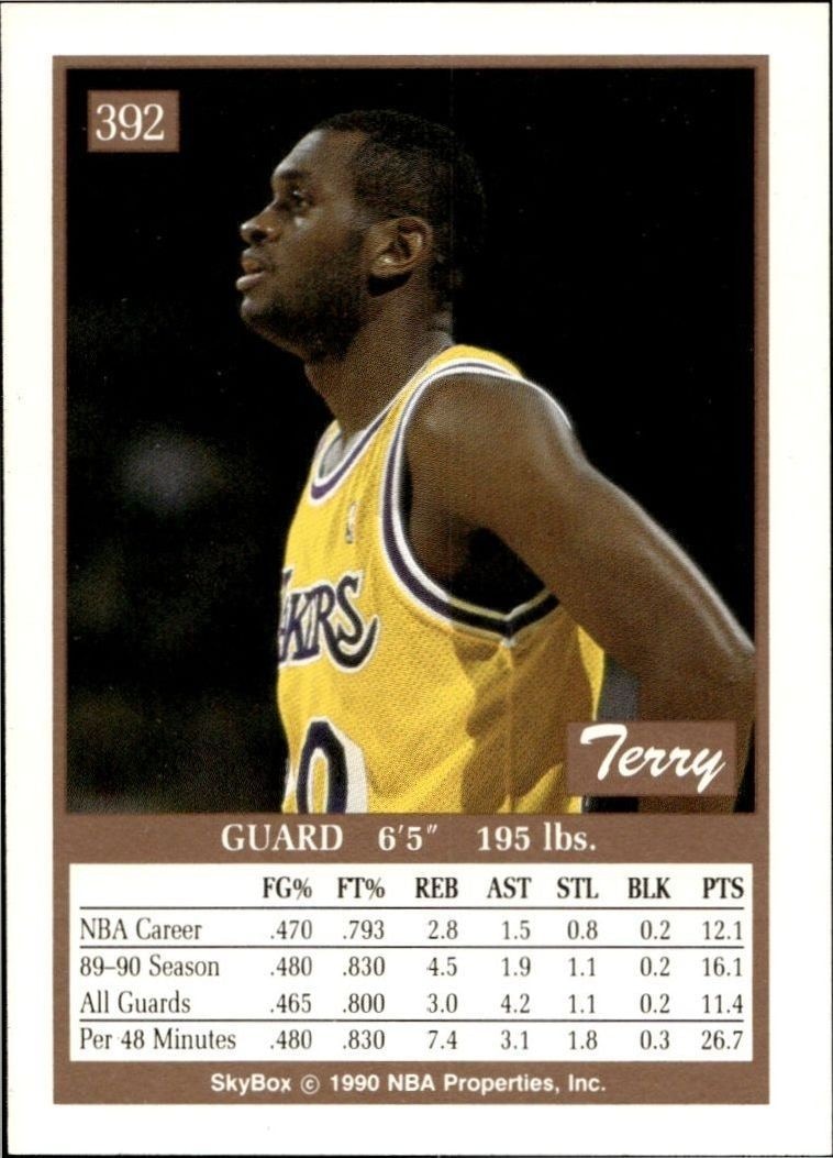 1990-91 Skybox Terry Teagle #392 basketball trading card back