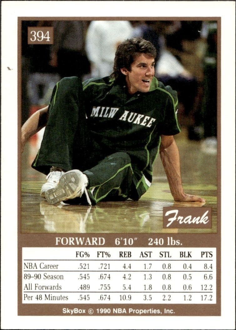 1990-91 Skybox Frank Brickowski #394 basketball trading card back