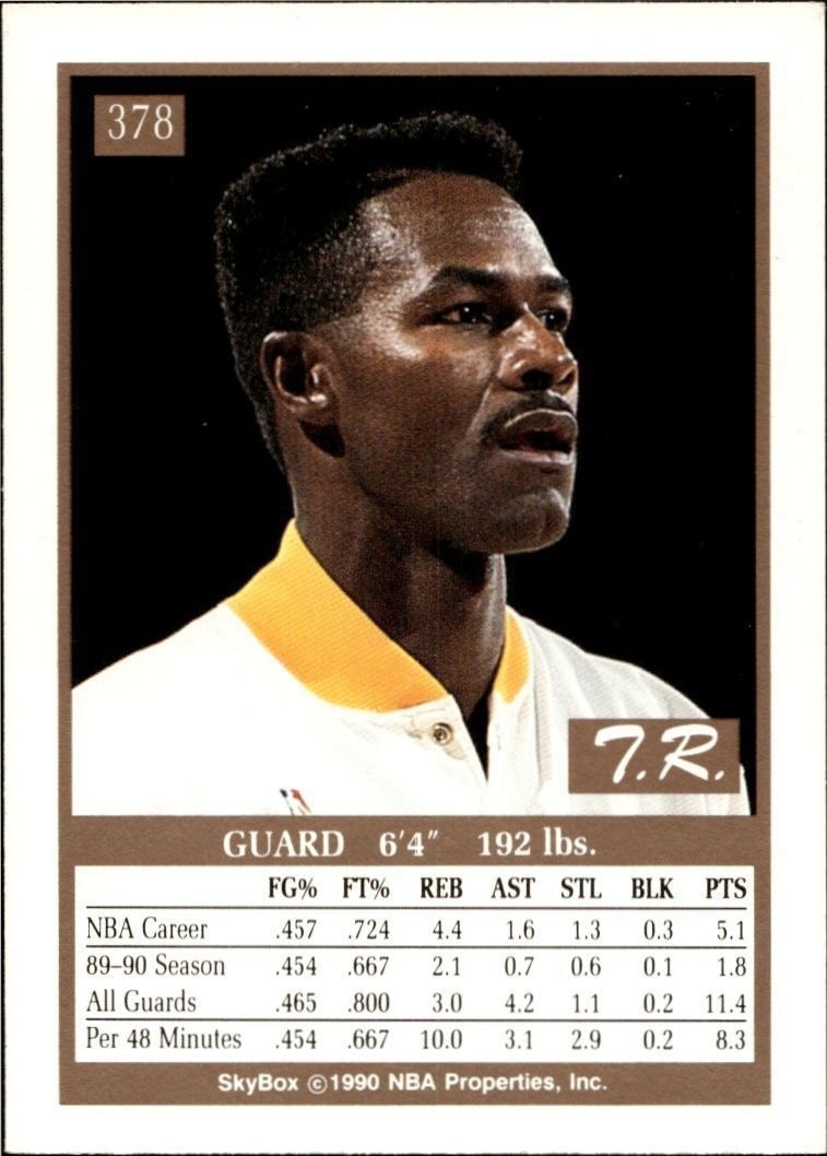 1990-91 Skybox T.R. Dunn #378 basketball trading card back