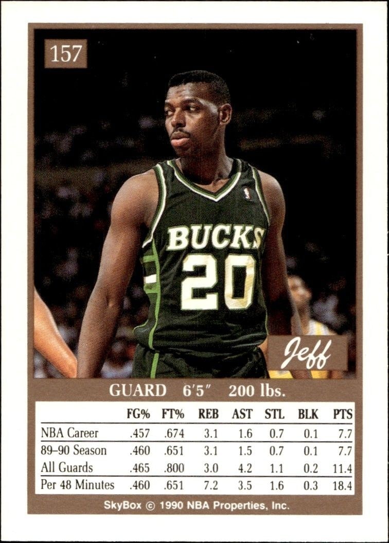 1990-91 Skybox Jeff Grayer #157 basketball trading card back