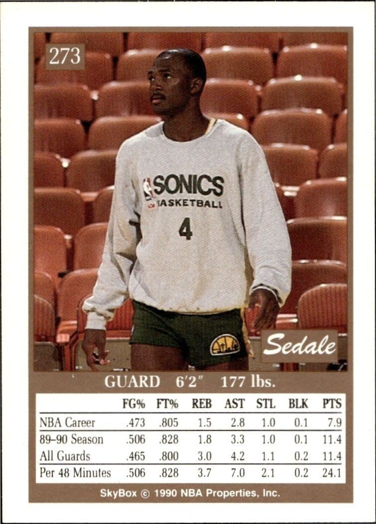1990-91 Skybox Sedale Threatt #273 basketball trading card back