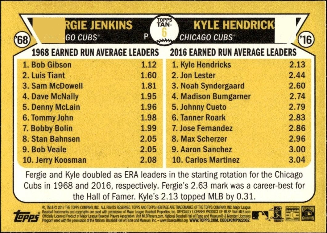 2018 Topps Heritage Fergie Jenkins #BF-FJ baseball trading card back