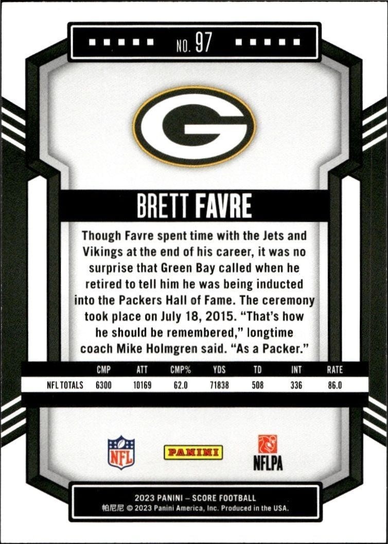 2023 Panini Score Brett Favre #97 football trading card back