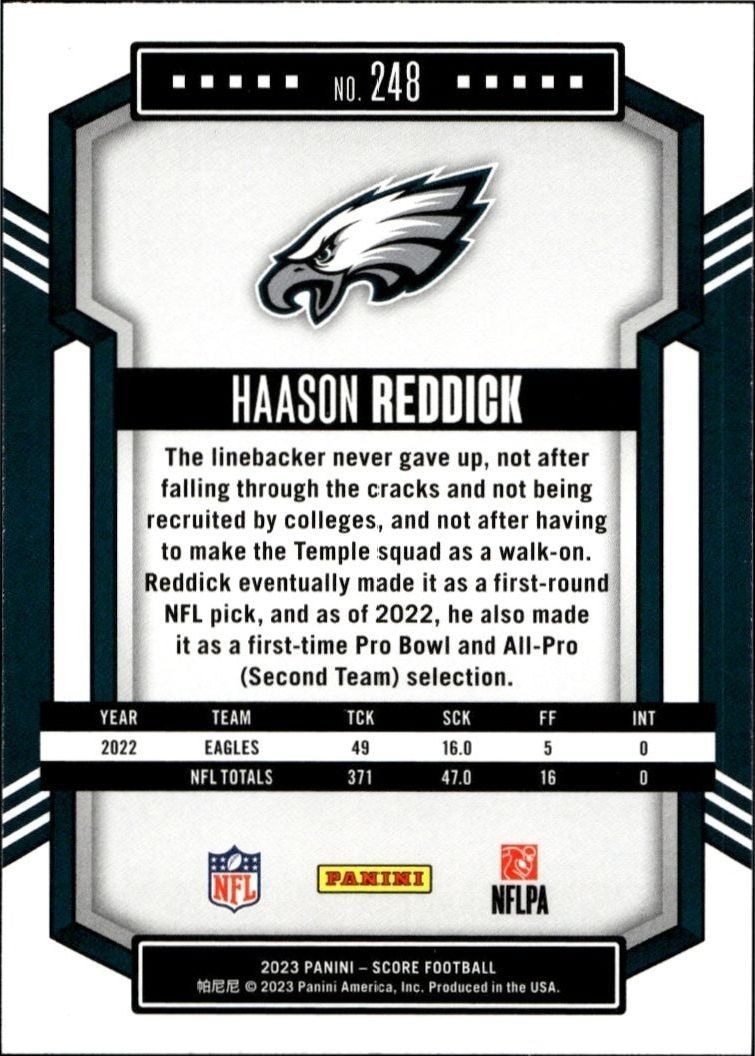 2023 Panini Score Haason Reddick #248 football trading card back
