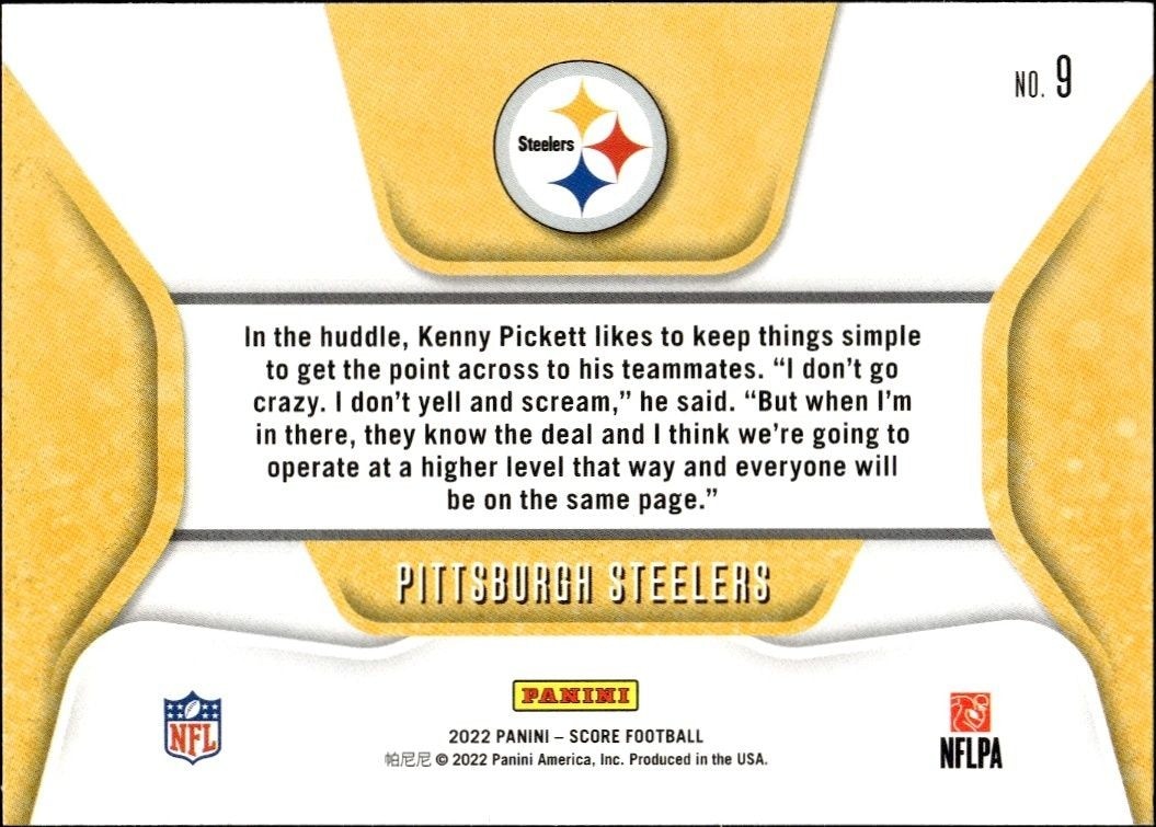 2023 Panini Score Pittsburgh Steelers #9 football trading card back