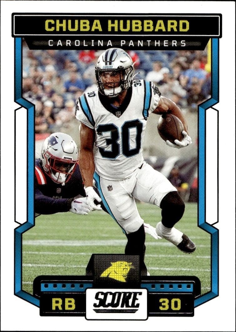 2023 Panini Score Chuba Hubbard #50 football trading card front