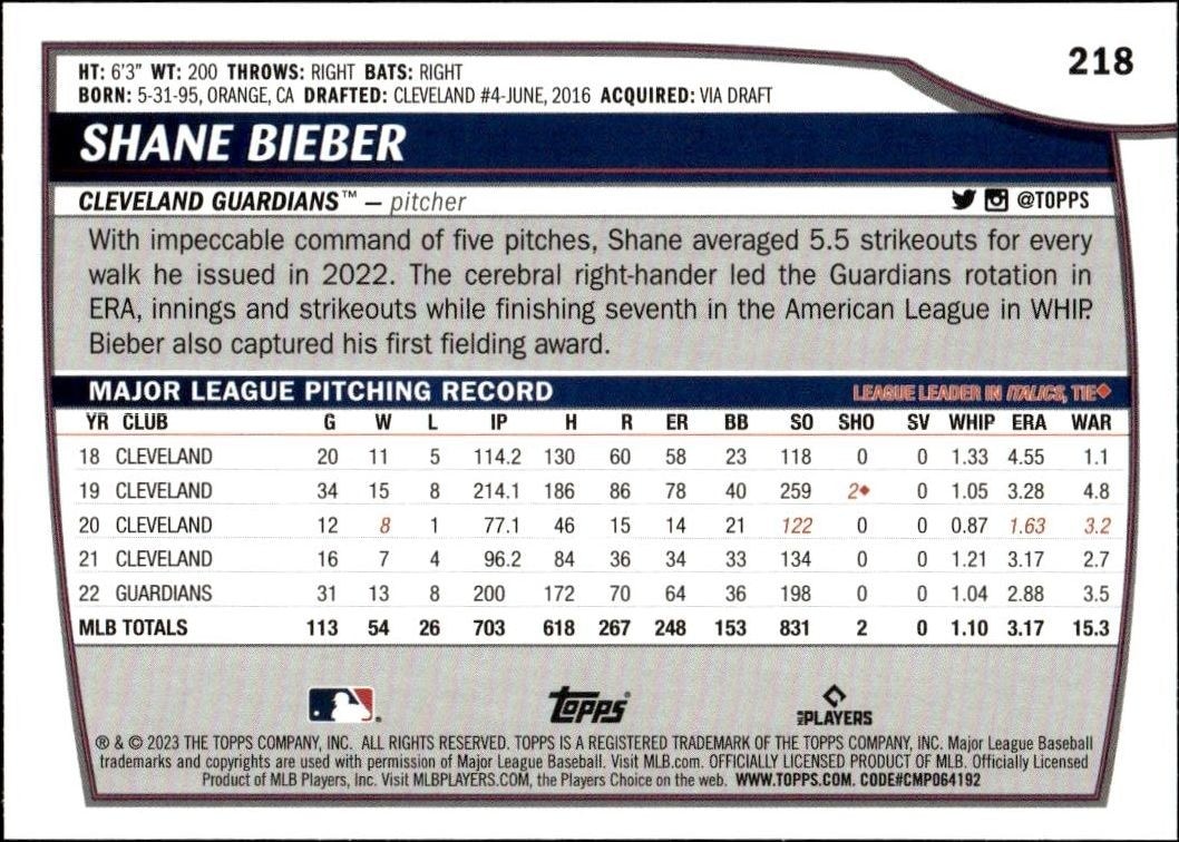 2023 Topps Big League Shane Baz #123 baseball trading card back