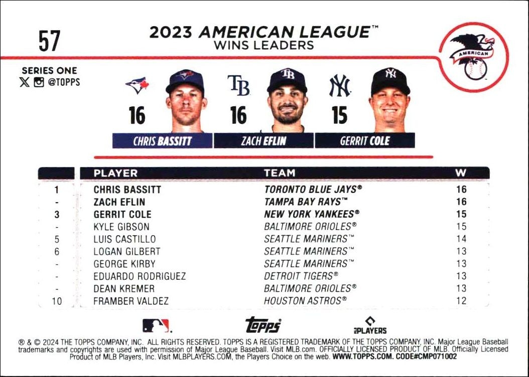 2024 Topps Chris Bassitt #57 baseball trading card back