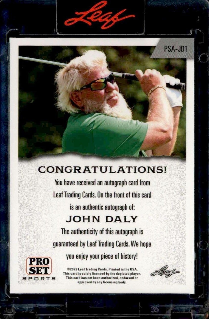 2022 Leaf Pro Set John Daly #PSA-JD1 golf trading card back