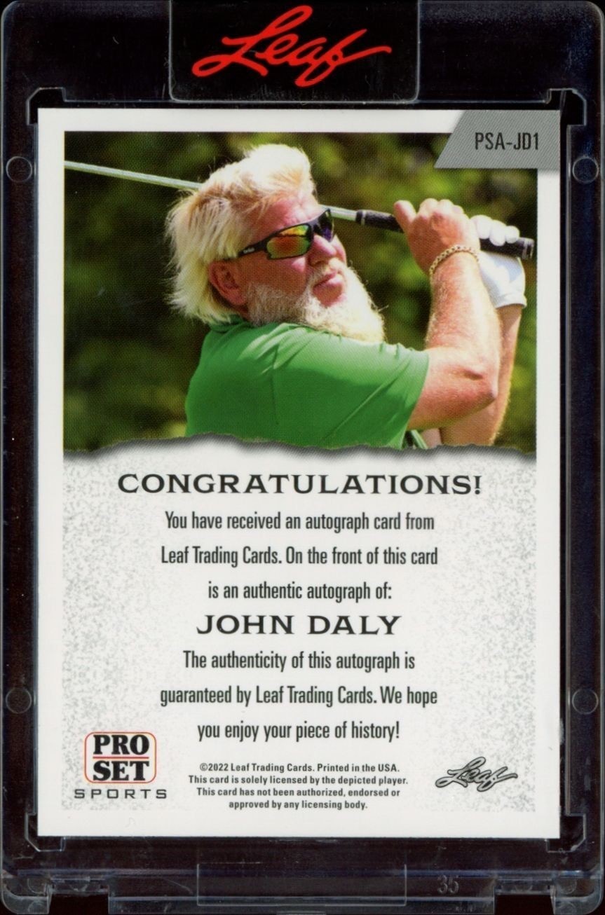 2022 Leaf Pro Set John Daly #PSA-JD1 golf trading card back