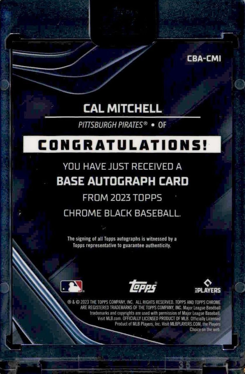 2023 Topps Chrome Black Cal Mitchell #CBA-CMI baseball trading card back
