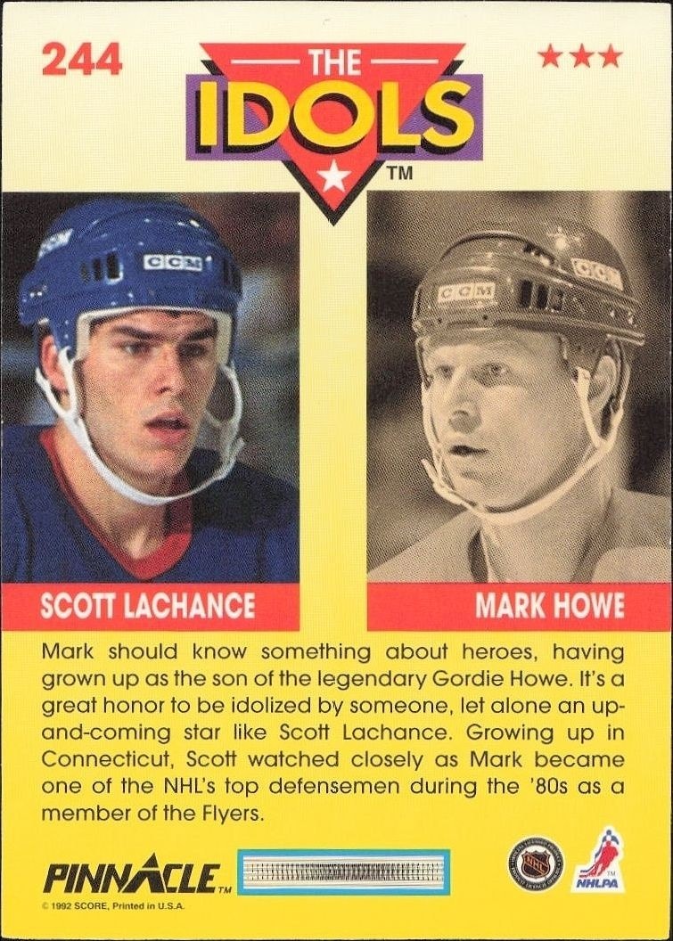 1992-93 Pinnacle Scott Lachance #244 hockey trading card back