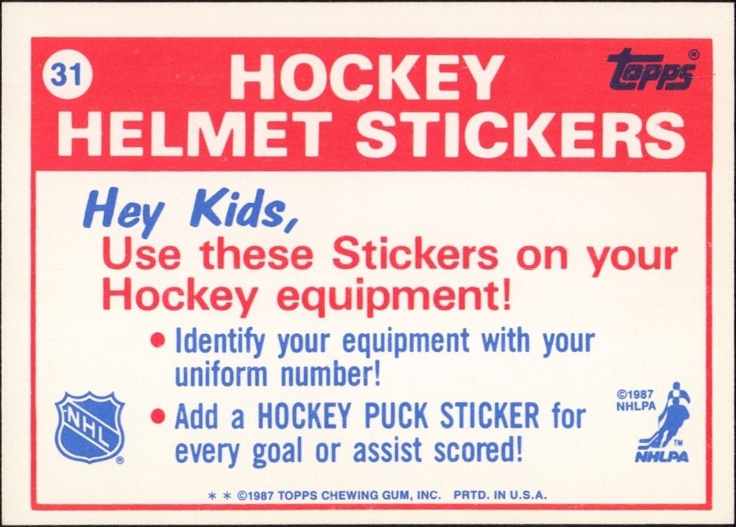 1987-88 Topps Boston Bruins #31 hockey trading card back