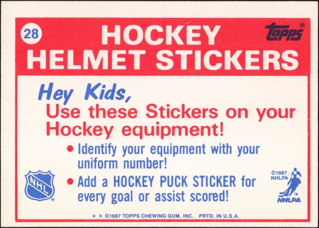 1987-88 Topps St. Louis Blues #28 hockey trading card back
